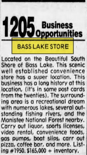 Bass Lake Store - Jul 30 1995 For Sale